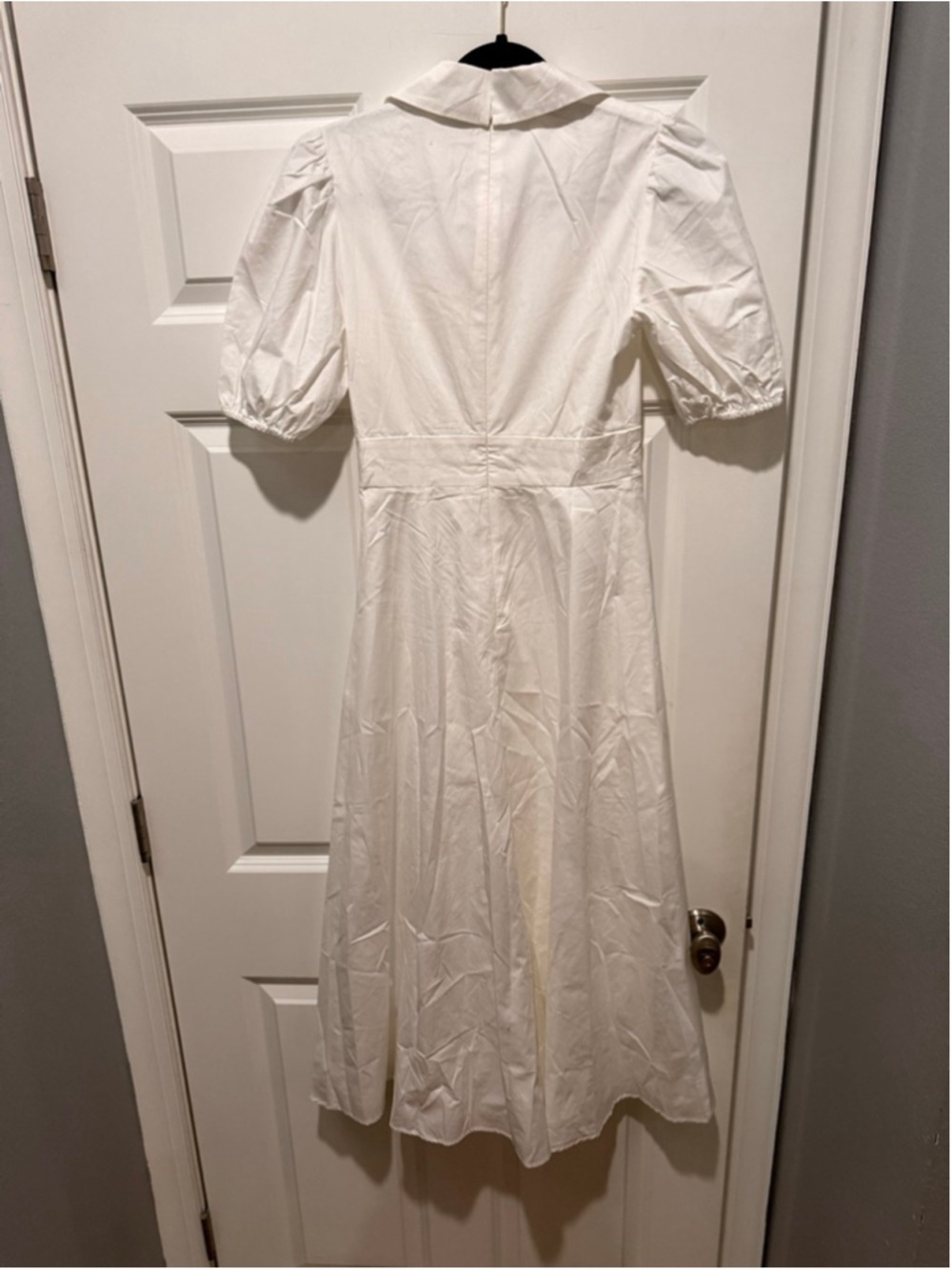 Women's Hutch White Puff Sleeve Twist Front Collared Midi Dress Size 0 - Picture 7 of 9